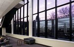 Sunset through the library window by Howard W. Hunter Law Library